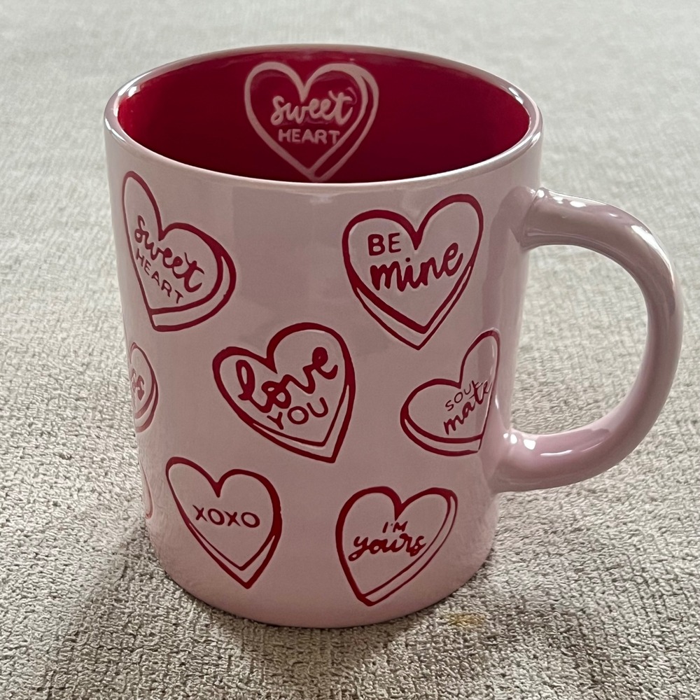 Prima Design Valentine Conversation Heart Pink Red Ceramic Coffee Mug Sweetheart